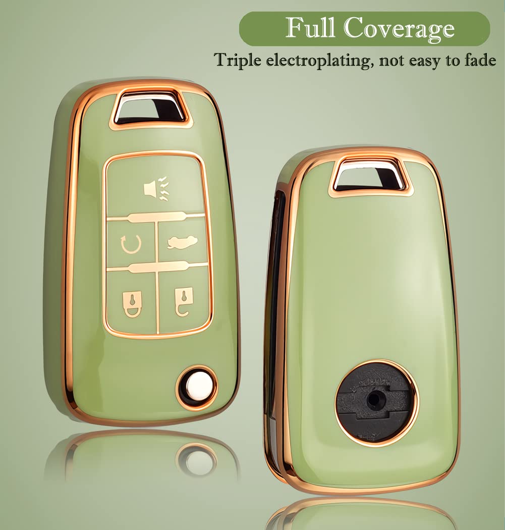 Cacacar For Chevy Key Fob Cover, Premium Tpu Full Protection Key Fob Case For Chevrolet Equinox Camaro Cruze Malibu Sonic Buick