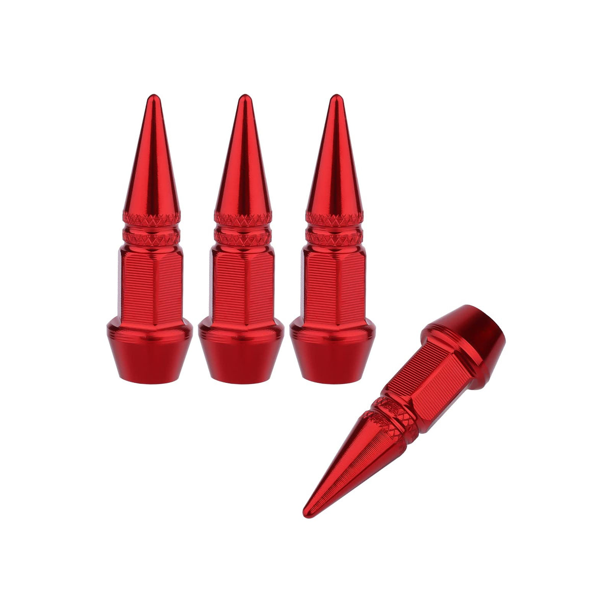 Aiex 4 Packs Spiked Aluminum Valve Stem Caps, Heavy Duty Tire Caps Dust-Proof Air-Proof Valve Stem Covers For Cars Suvs Trucks M
