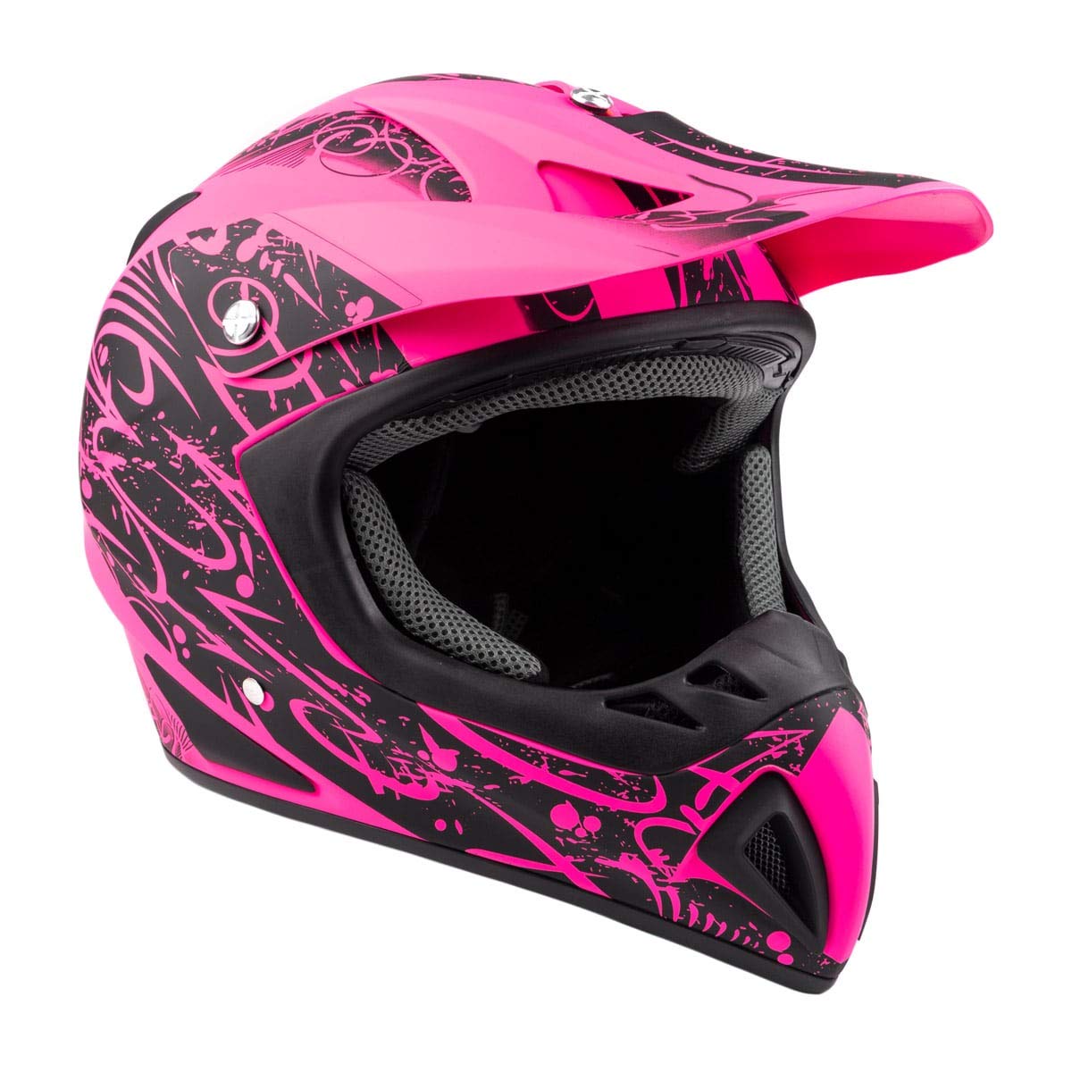 Typhoon Adult Women'S Dirt Bike Atv Helmet Motocross Goggles And Gloves Combo - Matte Pink With Pink ( Large )