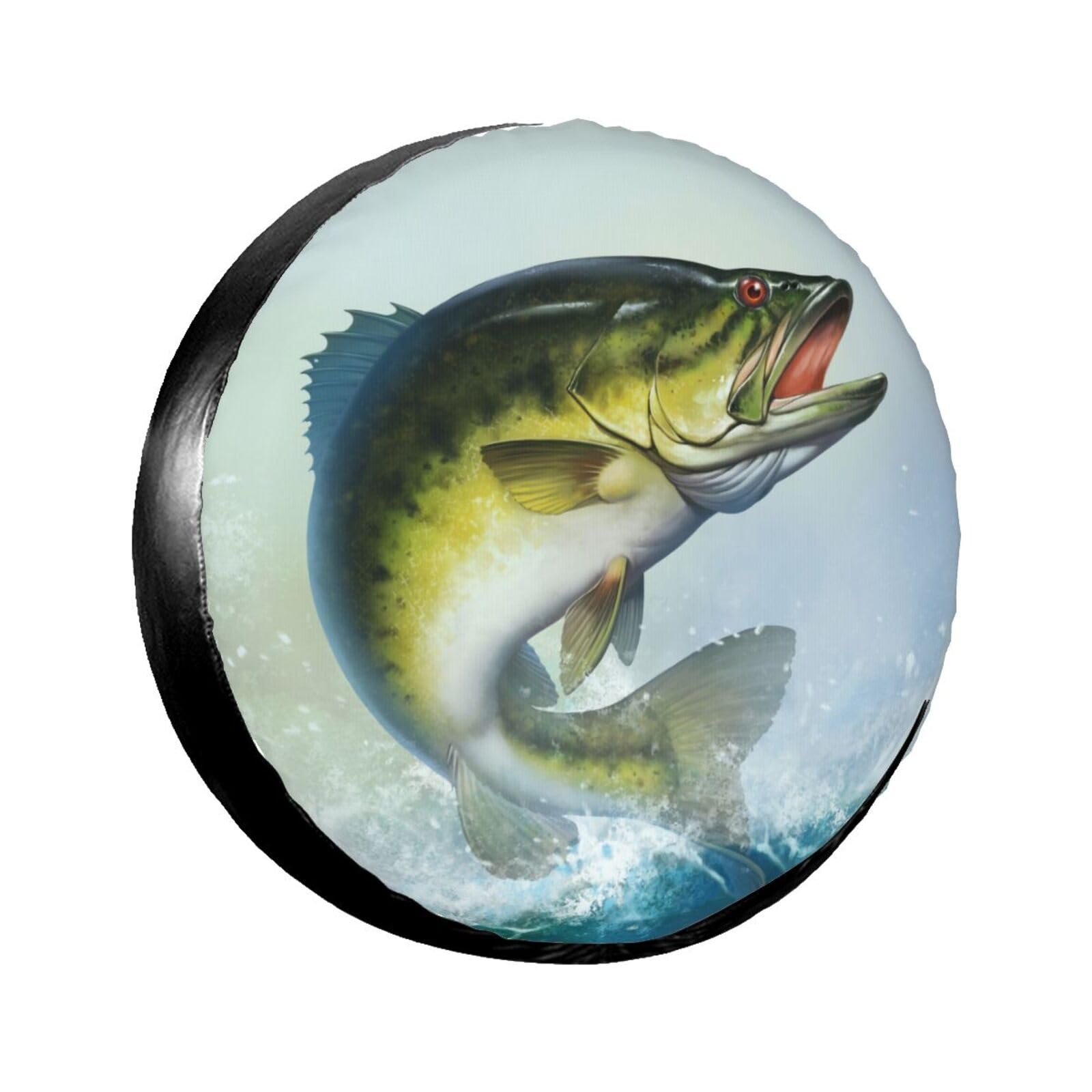 Bass Fish Jumping Spare Tire Cover Fishing Tire Wheel Covers Waterproof Dust-Proof Wheel Tire Protector Weatherproof Tyre Covers