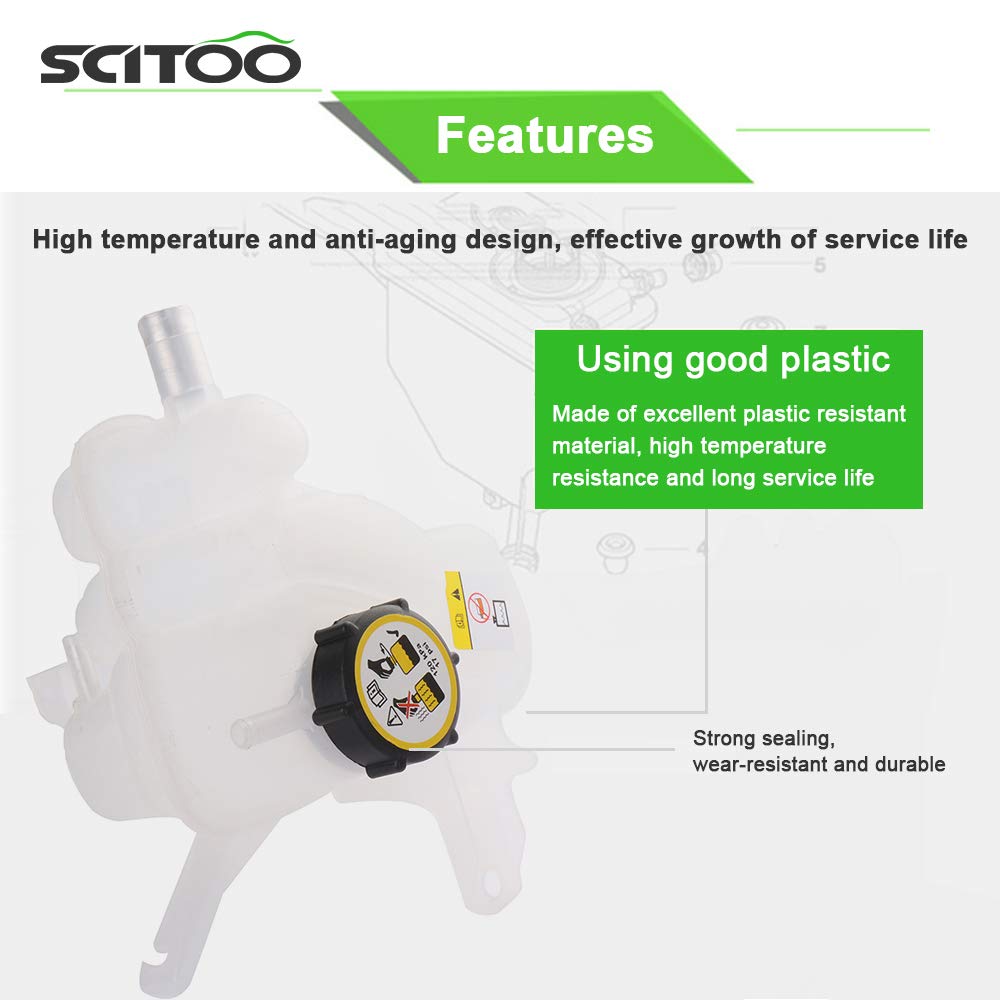 SCITOO Coolant Recovery Overflow Reservoir Tank Coolant Reservoir Bottle [W/Sensor &with Cap] compatible with Ford & Mercury Cars - Escape 01-04 07-12,Mariner 07-11,fits 4,6Cyl [2.0] Replace# 603-215