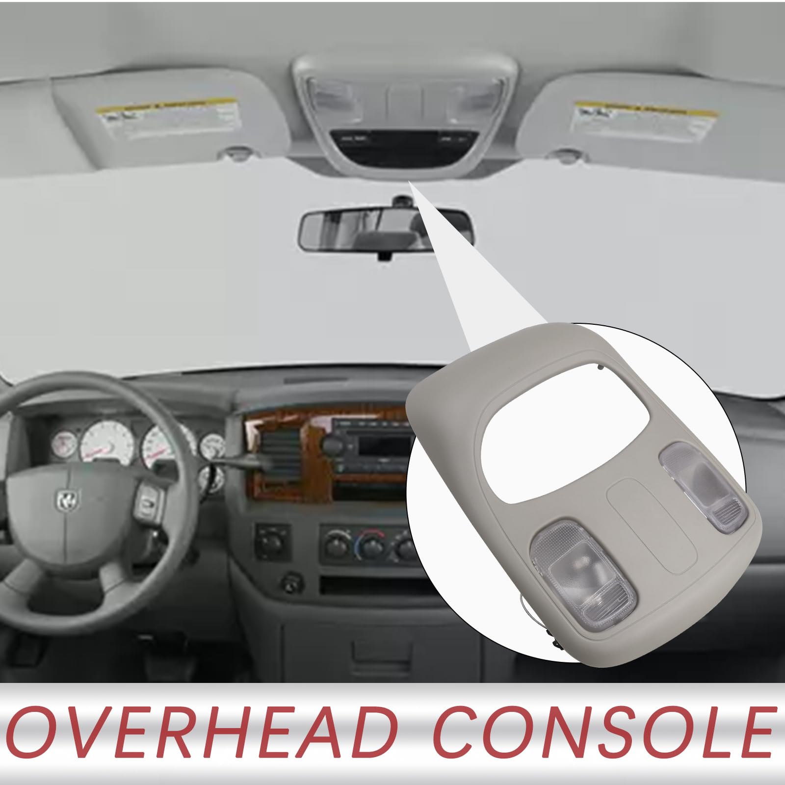 Tqponly Overhead Console Dome Map Reading Light Lamp Compatible With Dodge Ram 1500 2500 3500 4500 5500 Replaces 1Dk78Bd1Aa