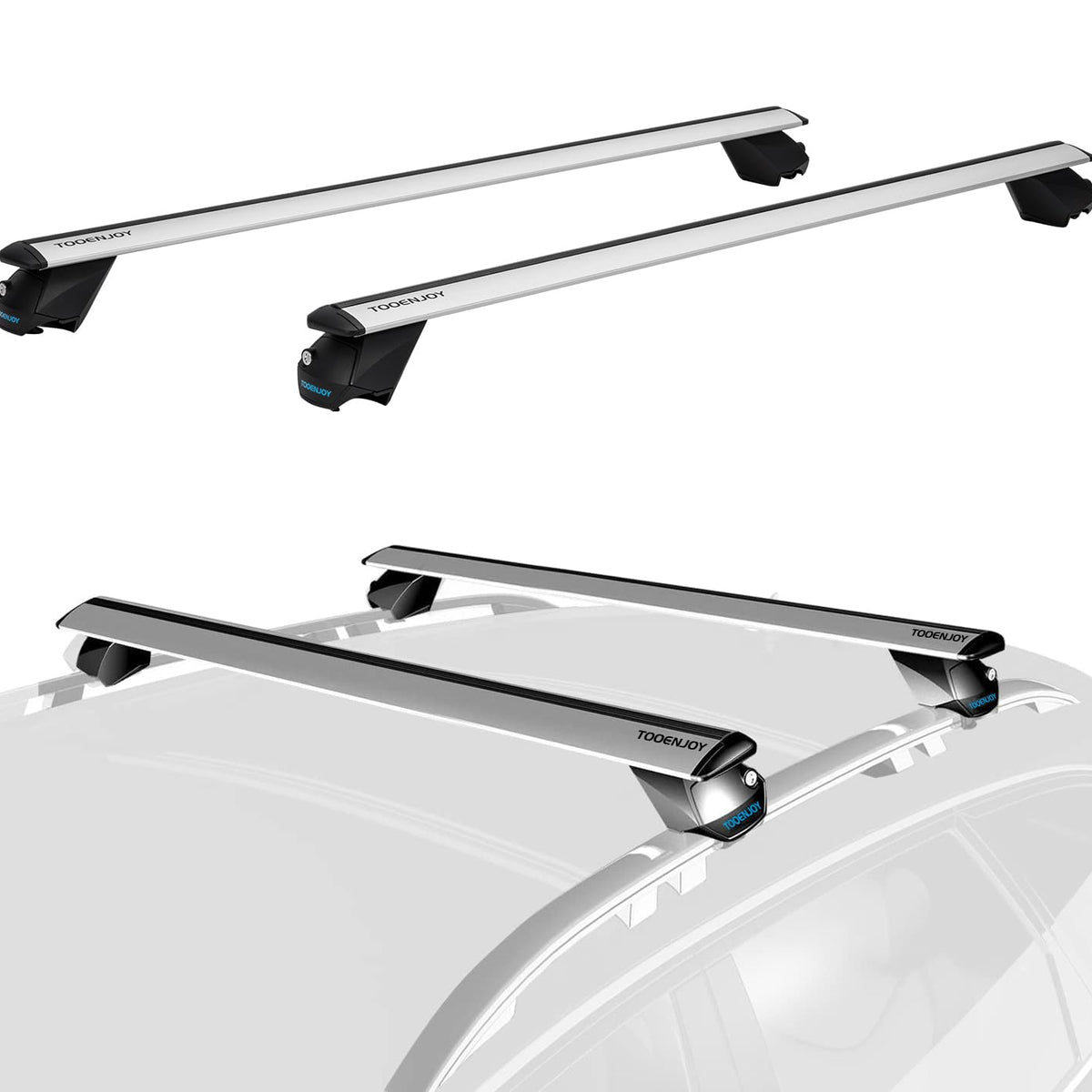 COWVIE 47 Inch Aluminum Roof Rack Cross Bars for Raised Side Rails, Adjustable C WBCARB08GSCB8D8