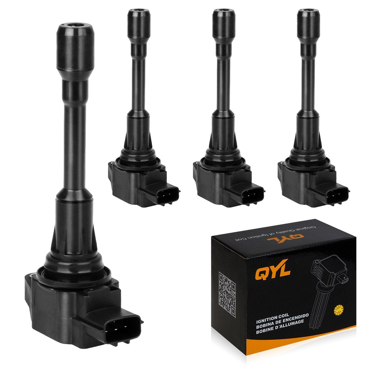 QYL 4Pcs Ignition Coils Pack Compatible with Altima Cube Sentra Rogue Select NV200 Pathfinder 1.8L 2.0L 2.5L Compatible with FX5