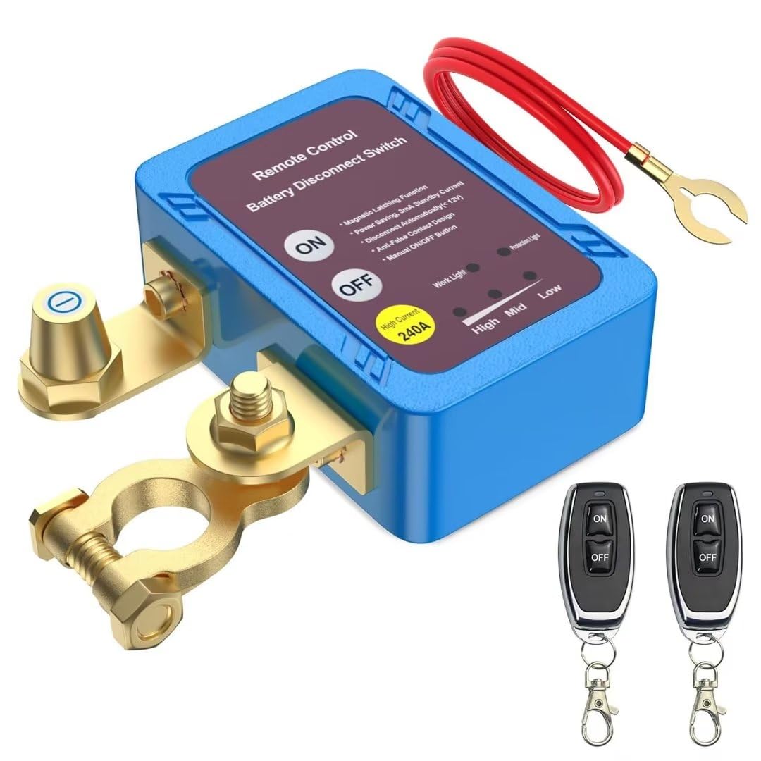 Cllena Remote Battery Disconnect Switch 12V 240A Battery Kill Switch For Car Anti Theft Automatic Cut/Shut Off Battery Switch Fo