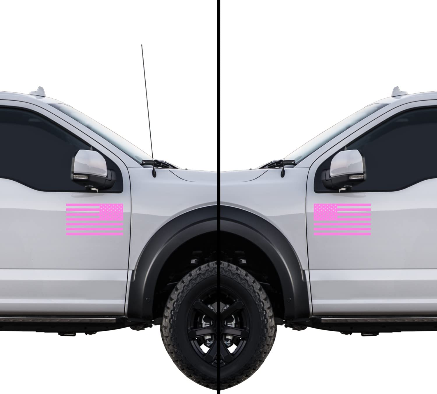 American Us Flag [Pick Color/Size] Vinyl Decal Sticker For Laptop/Car/Truck/Window/Bumper (5In Subdued Pair, Matte Pink)