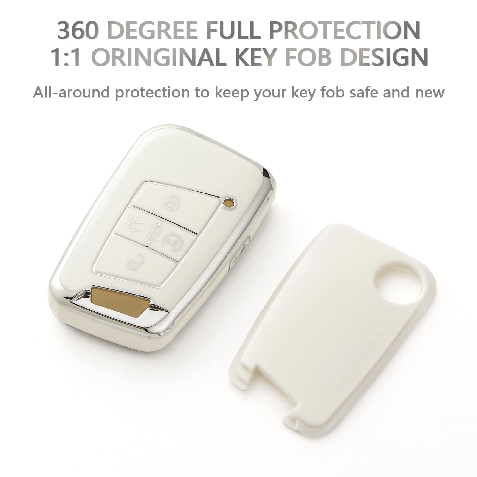 OFFCURVE Key Fob Cover with Keychain for Volkswagen Special Key Fob Case Cover Holder for 2018-2022 VW Atlas Golf Alltrack Atlas