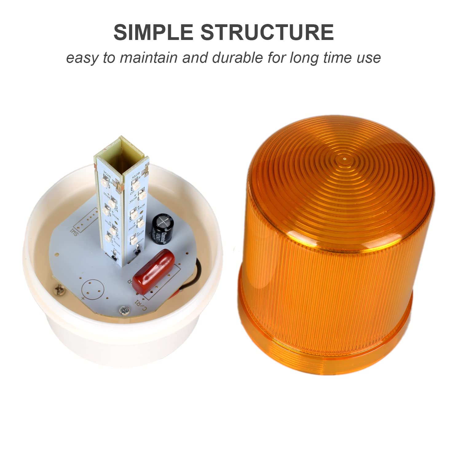 Industrial Led Rotating Strobe Beacon Warning Lights, Electrical Revolving Signal Lights For Emergency, 110V Ac, Yellow, With Bu