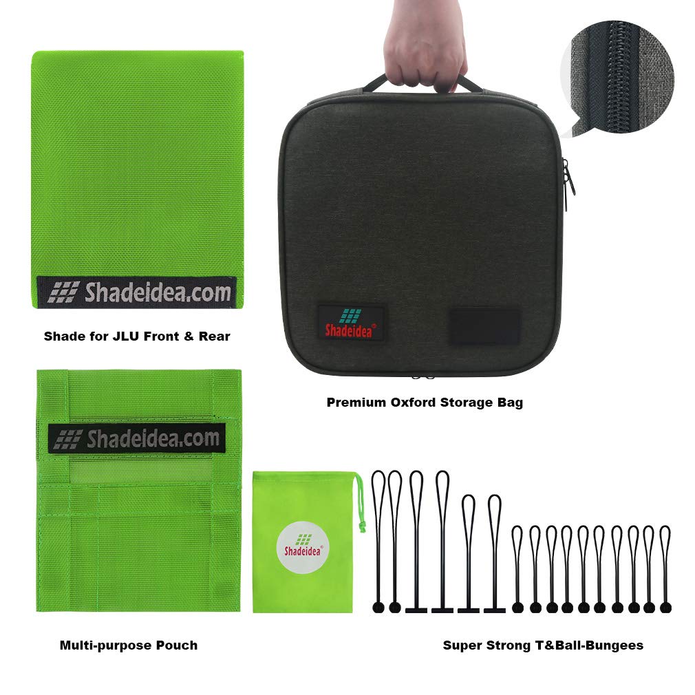 Shadeidea Sun Shade Top For Jeep Wrangler Jl (2018-2023) Unlimited 4 Door Front And Rear - Green Mesh Screen Sunshade Jlu Top Co