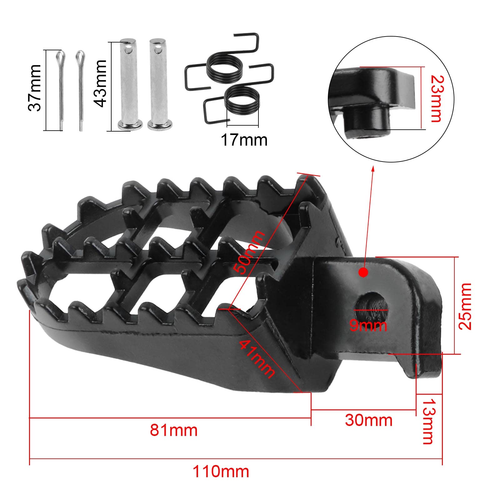 Flypig Aluminium Footpegs Foot Pegs Footrest Foot Rest For Dirt Bike 50 70 90 110 125Cc Pw50 Pw80 Tw200 Xr50R Crf70 Crf80 Crf100