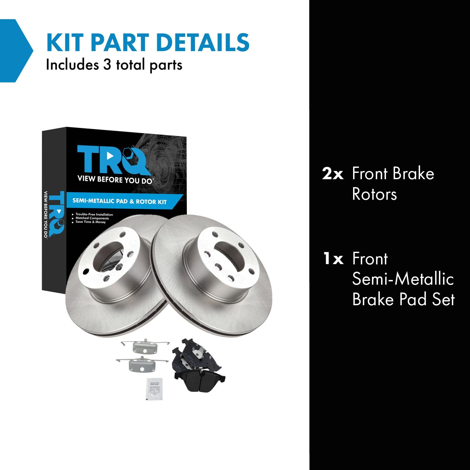 Trq Front Brake Pad & Rotor Kit Brake Pads Brake Rotor Semi-Metallic Compatible With 2007-2013 Bmw 328I 2009-2013 328I Xdrive 20