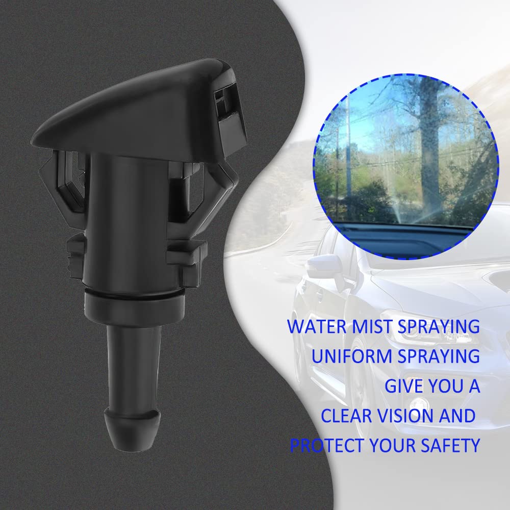 2 PCS Front Windshield Washer Nozzles, Windshield Washer Spray Jet Kit Replacement for Chrysler, Dodge, Jeep, Replaces OEM #: 48