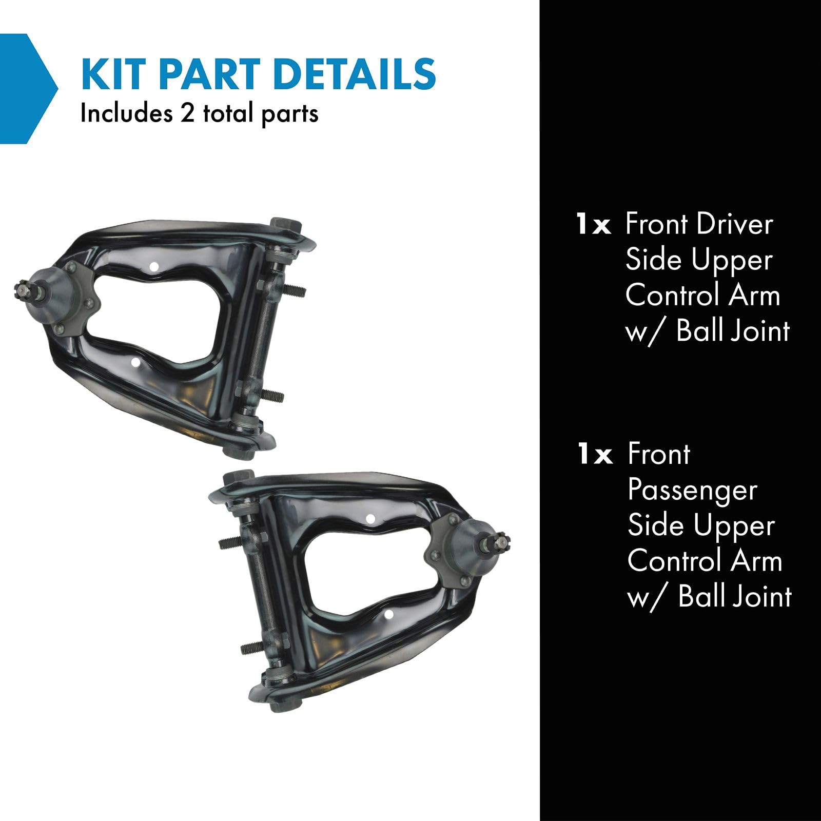 Trq Front Upper Control Arm With Ball Joint Set Compatible With 1966-1970 Ford Fairlane Falcon 1970-1977 Maverick 1967-1973 Must