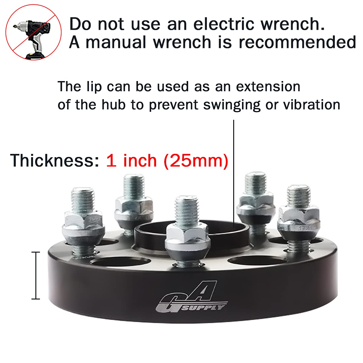 Gasupply 1'' 5X4.5 Hubcentric Wheel Spacers 25Mm 5X114.3 60.1Mm Hub Bore 12X1.5 Studs, For Toyota Tacoma 2Wd X-Runner Rav4 Camry