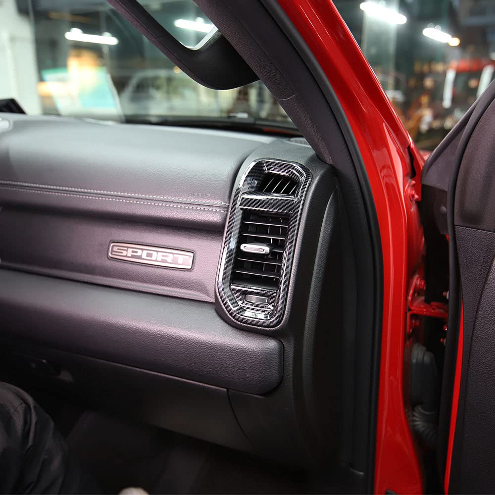 Korlot Dashboard Side A/C Vent Frame Cover Trim For Dodge Ram 1500 2500 3500 2019-2025 (Carbon Fiber Pattern)