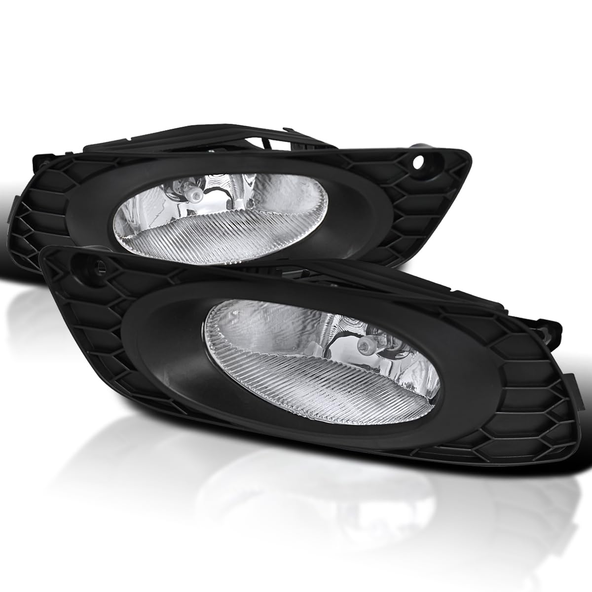 Spec-D Tuning Chrome Housing Clear Lens Fog Lights + H11 Bulbs + Switch Included Compatible With Honda Civic Sedan 4Dr 2012 L+R Pair Assembly