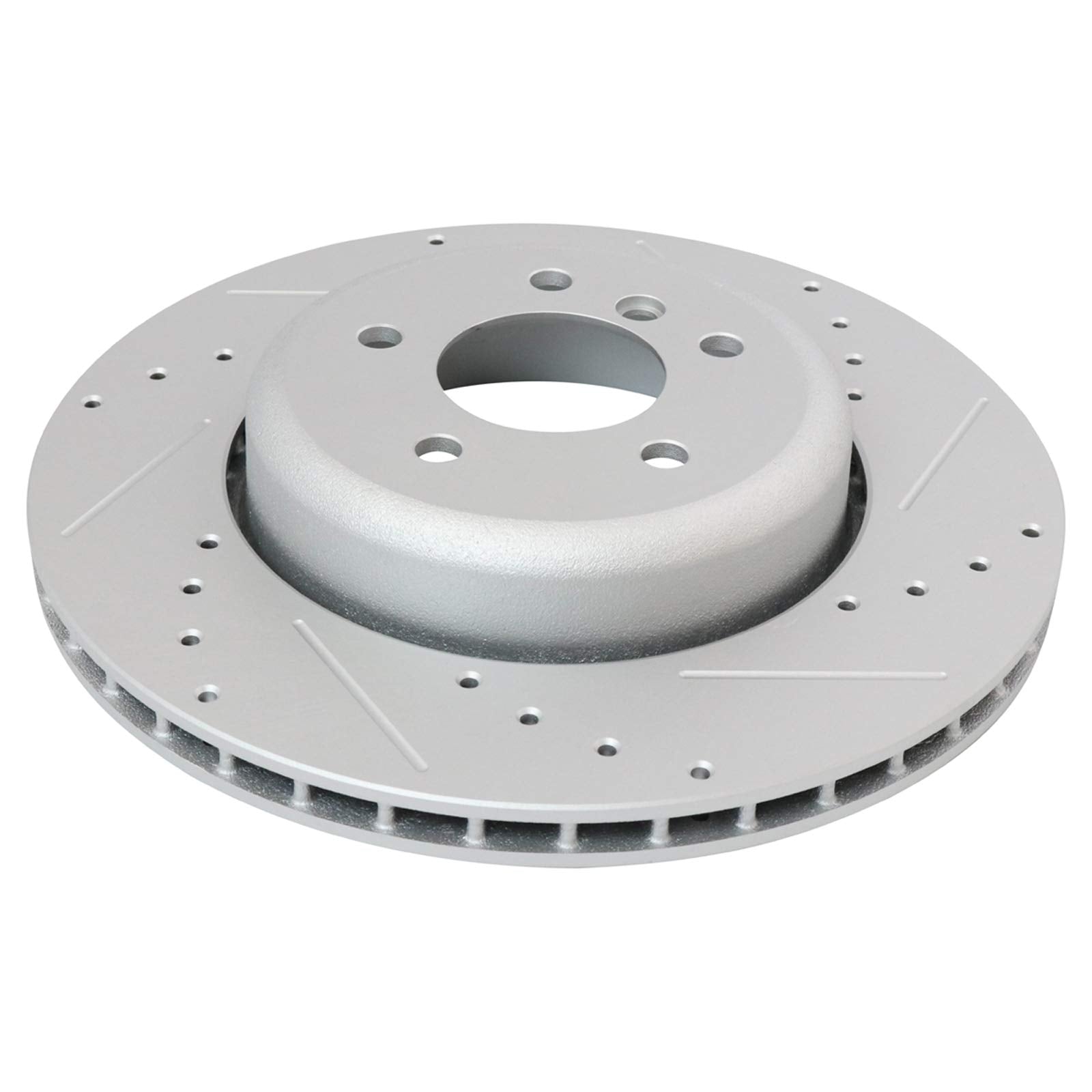 Trq Rear Performance Brake Rotors Set Vented Premium G-Coated Cross Drilled & Slotted Compatible With 2008-2010 Bmw 535I 2004-20