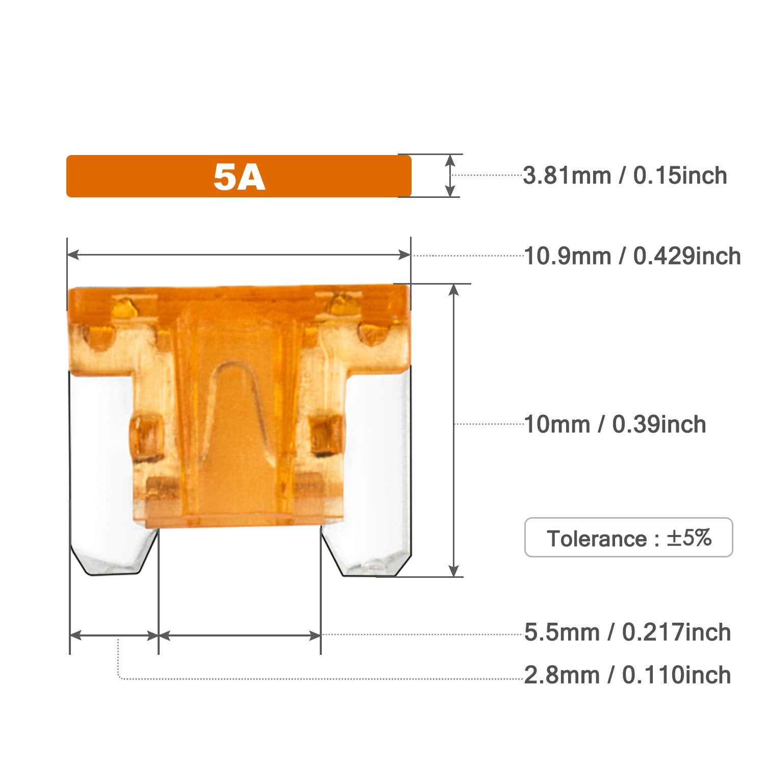 Chanzon 10Pcs 5A Low Profile Mini Micro Blade Fuse 5 Amp 32V Fast Blow Fuses for Car Truck Vehicle Automotive