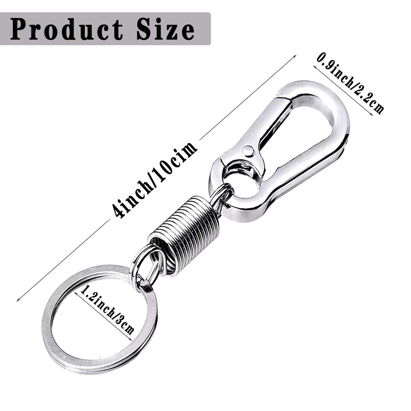 2 Pcs Zinc Keychain Clip Key Ring,Metal Carabiner Clips Keyring Keychains Chain Holder Organizer For Car And Keys Finder,Key Chains For Men Women (Pull Spring)