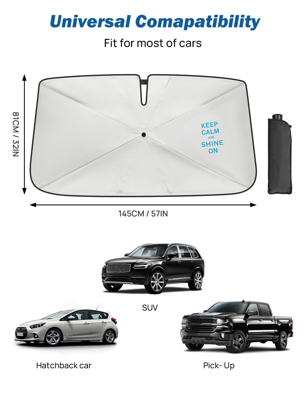 JOYTUTUS Windshield Sunshade Umbrella, Automotive Interior Sun Protection, Titanium Silver-Plated Coating Protect Car from Sun R