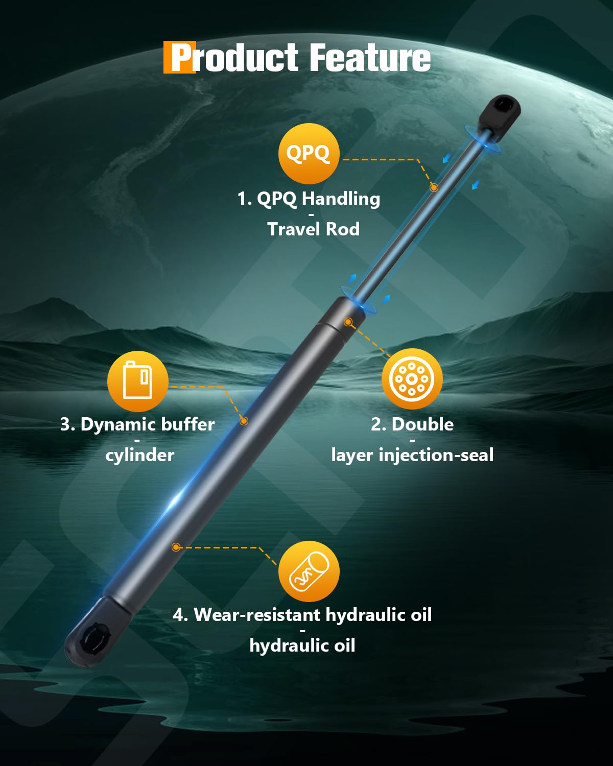 Scitoo 6288 14.75Inch Lift Supports Fit For Hummer H3 2006-2010 Front Left And Right Hood Shock Struts 2Pcs