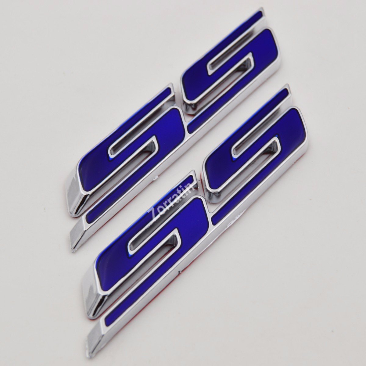 Chrome Trimed Blue Ss Grill Side Trunk Interior Emblem Badge Decal With Adhesive For Chevrolet Chevy Camaro Impala Malibu Holden