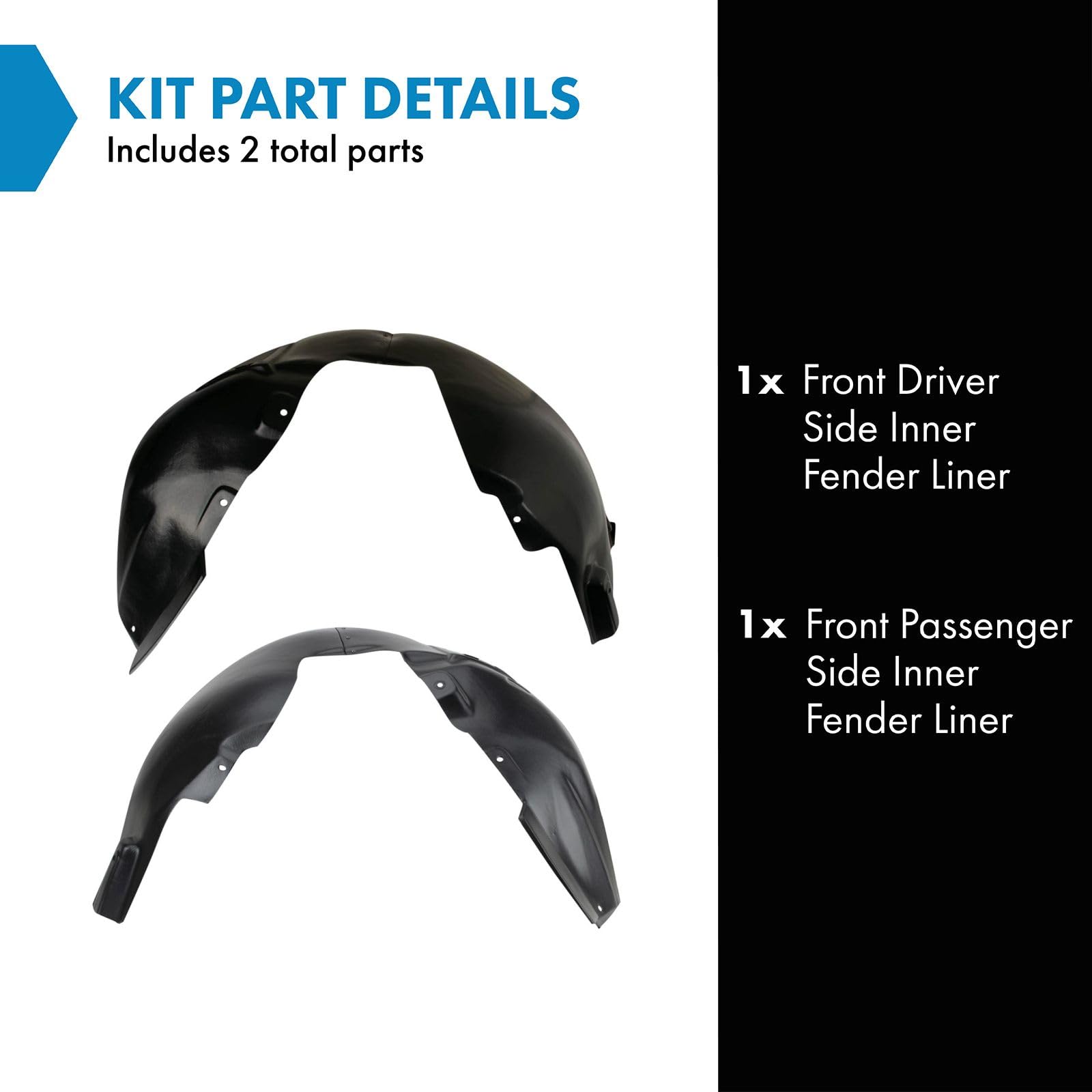 Trq Front Inner Fender Liner Set Compatible With 2013-2016 Dodge Dart Ch1248200 Ch1249200