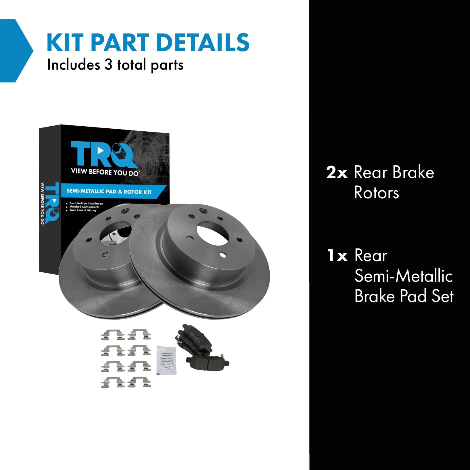 Trq Rear Brake Pad & Rotor Kit Brake Pads Brake Rotor Semi-Metallic Compatible With 2009-2023 Nissan Maxima