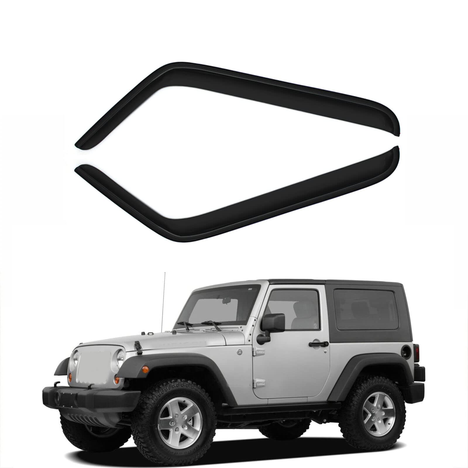 Gldifa Wind Deflector Compatible With 07-18 Jeep Wrangler Jk 2 Door Sun Rain Guards Window Visors 92328