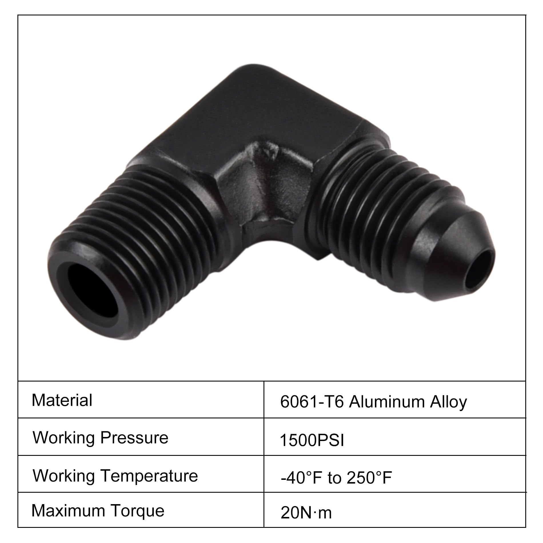 Evil Energy 3An To 1/8'' Npt Male 90 Degree Fitting Aluminum Balck