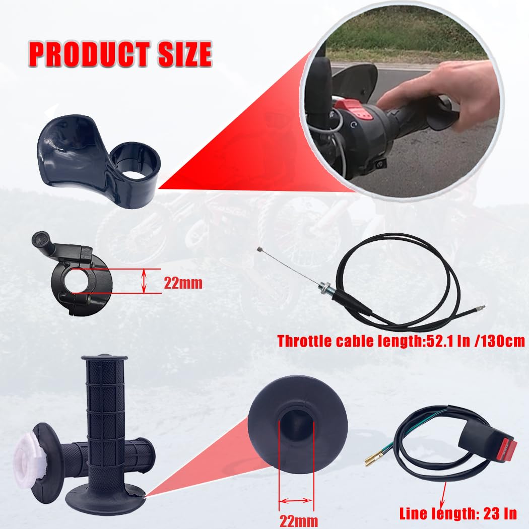 Aniro Moto New Sets Mini Bike 22Mm Twist Throttle Accelerator Handle Grips Assembly Fits For Most Of 50Cc 90Cc, 110Cc 125Cc 140C
