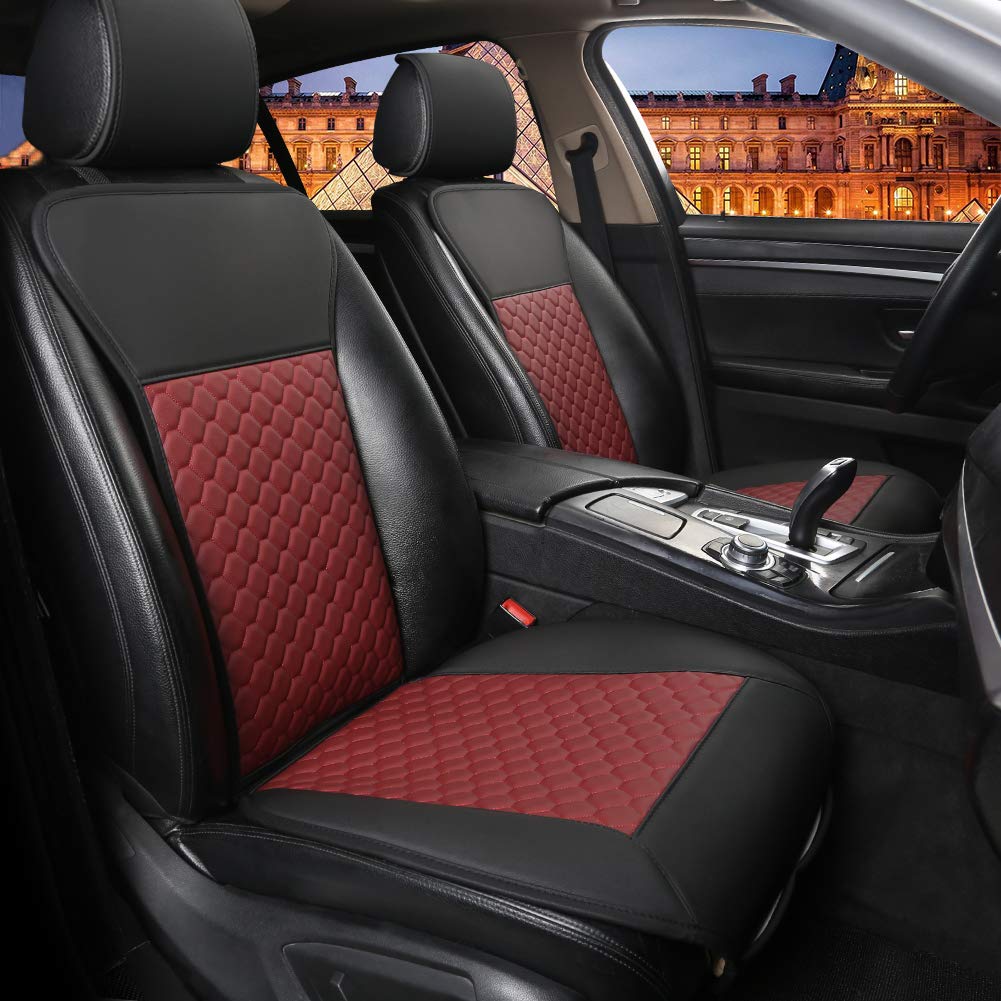 Black Panther 1 Pair Car Seat Covers,Breathable Universal Pu Front Car Seat Protectors,Non-Wrapped Bottom With Backrest (Black+B