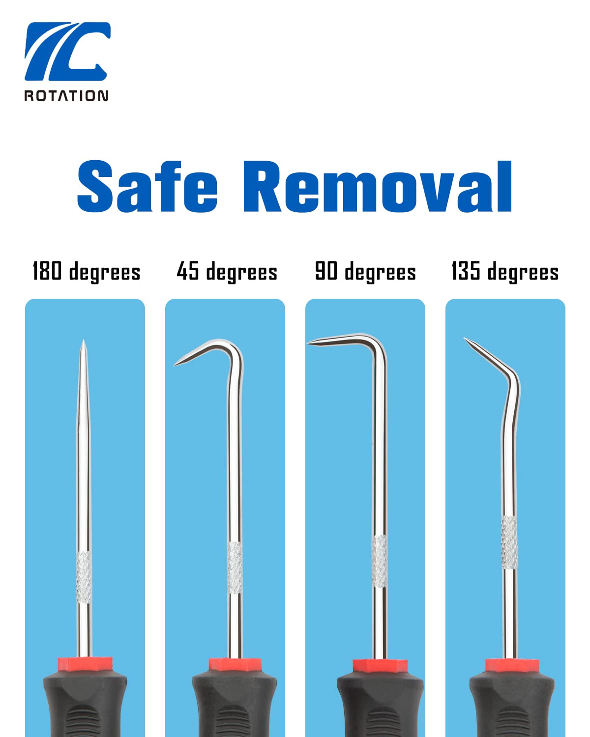 Rotation Precision Hook And Pick Set With Scraper, 9 Piece Set, Chrome Vanadium Steel Shaft, For Remove Hoses And Gaskets, Auto