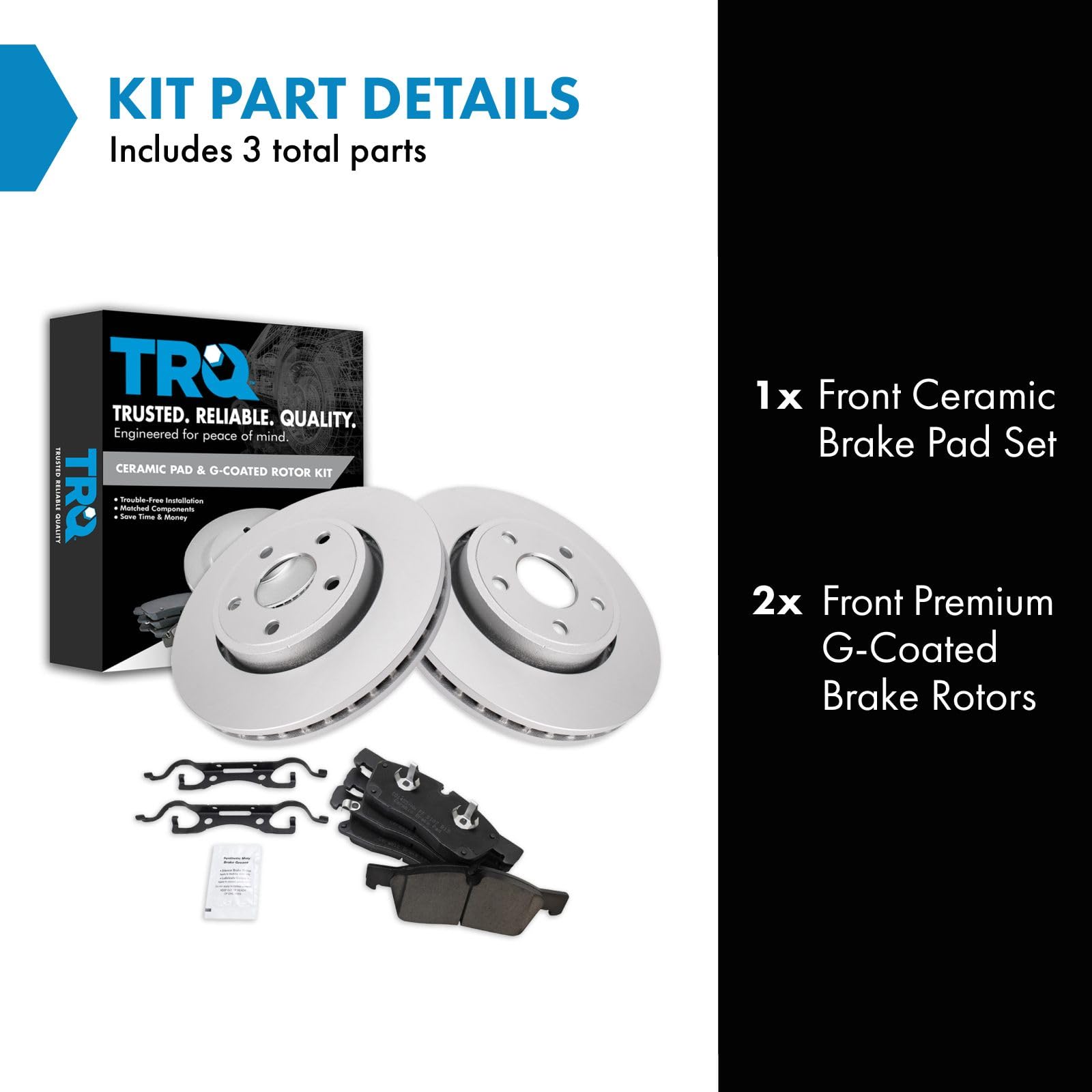 Trq Front Brake Pad & Rotor Kit Brake Pads Brake Rotor Ceramic Premium G-Coated Compatible With 2011-2016 Dodge Durango Jeep Gra