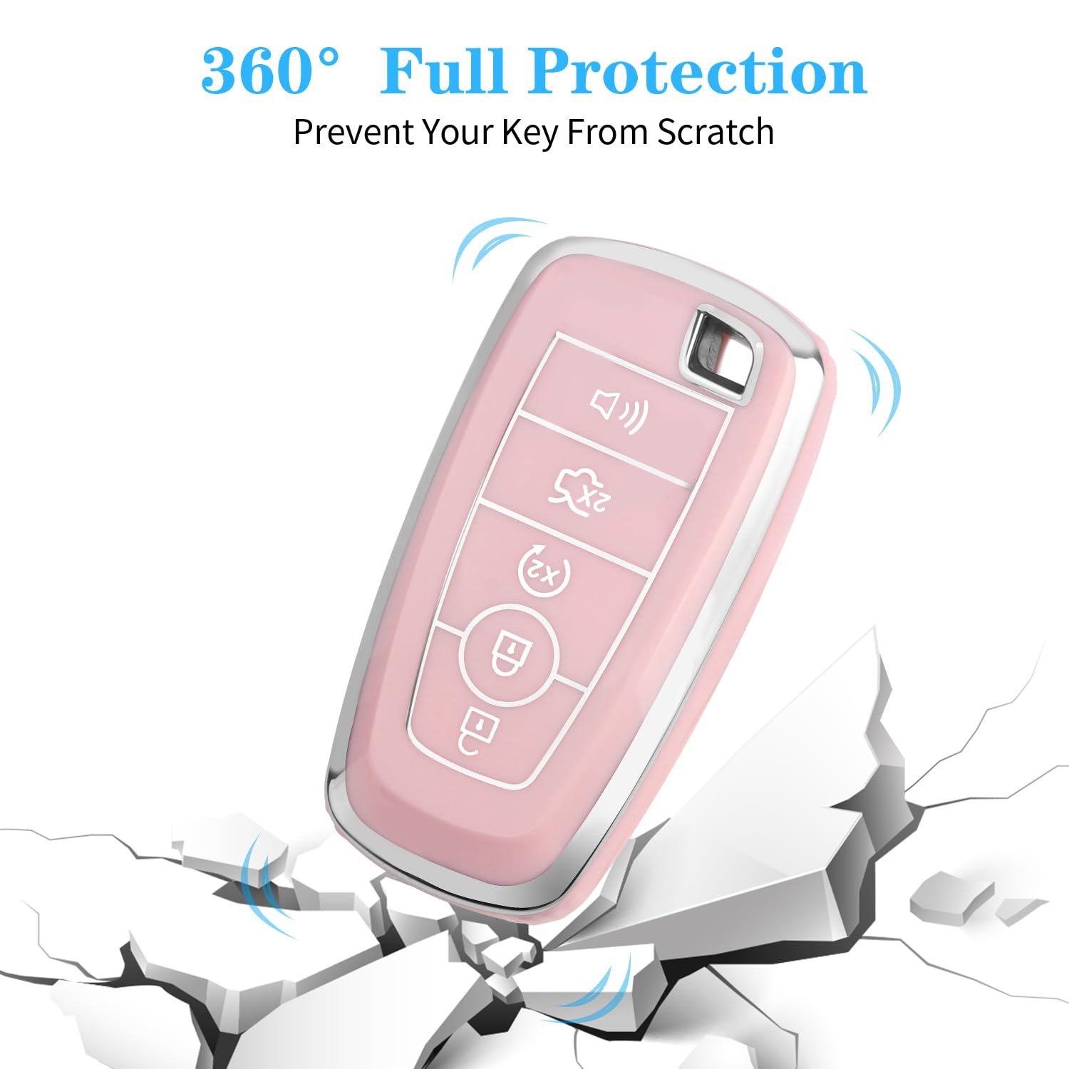 Mild East For Ford Key Fob Cover With Keychain, Soft Tpu Key Case Shell Full Protection For Ford Explorer Fusion Escape Edge Exp