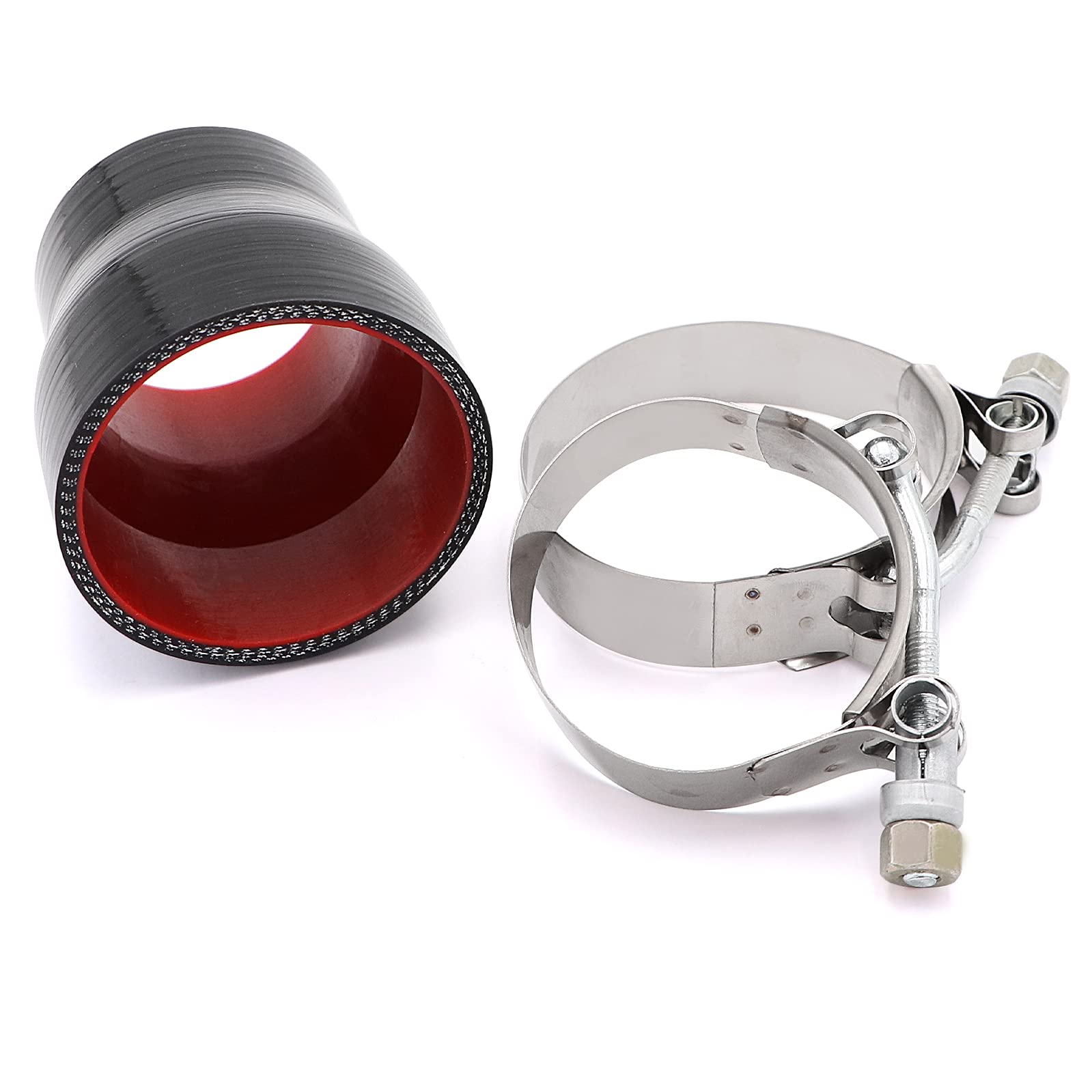 Straight Reducer Coupler Silicone Hose Id 2Inch To 2.5Inch 4-Ply With Stainless Steel T-Bolt Clamp For Turbo/Intercooler/Intake