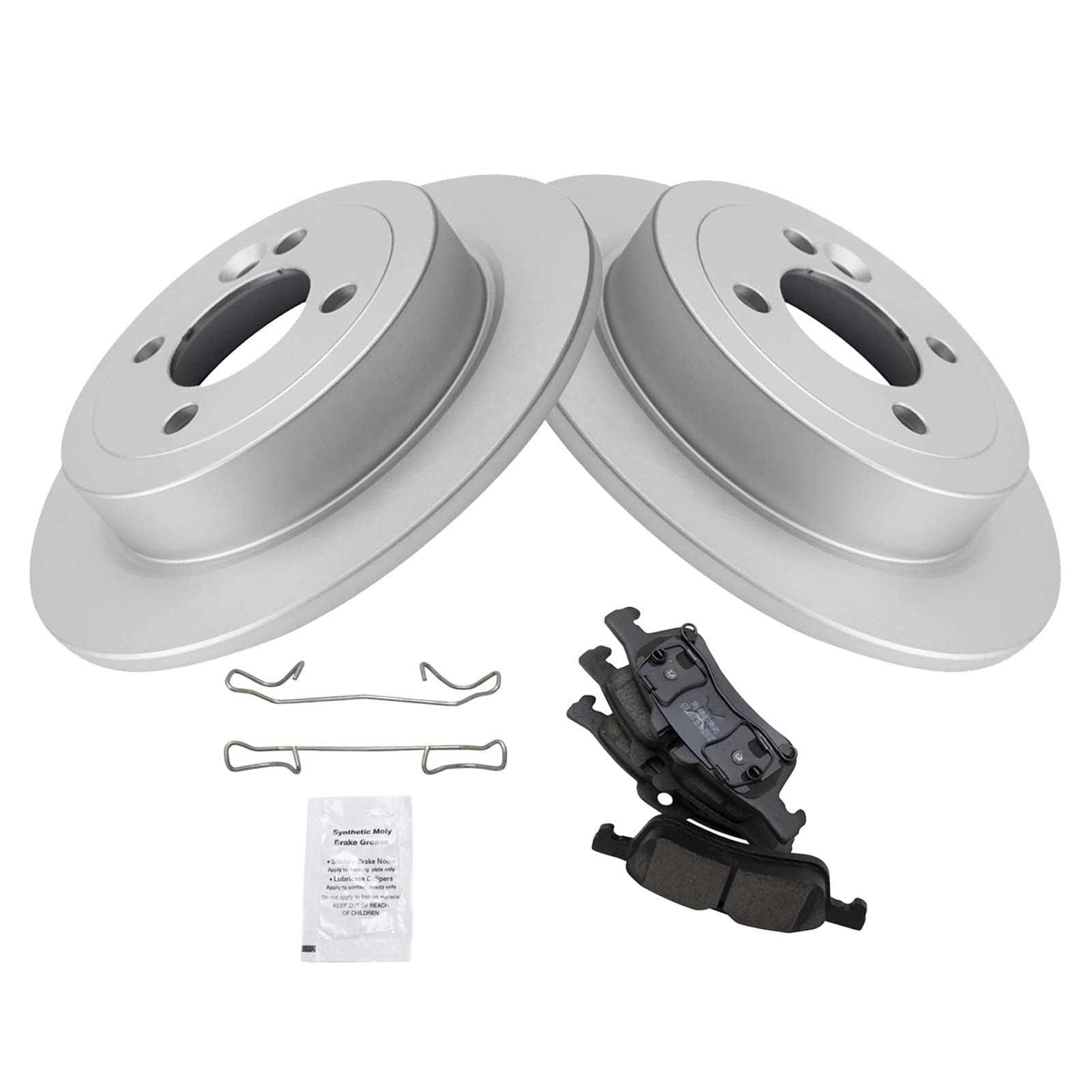 Trq Rear Brake Pad & Rotor Kit Brake Pads Brake Rotor Ceramic Premium G-Coated Compatible With 2002-2006 Mini Cooper