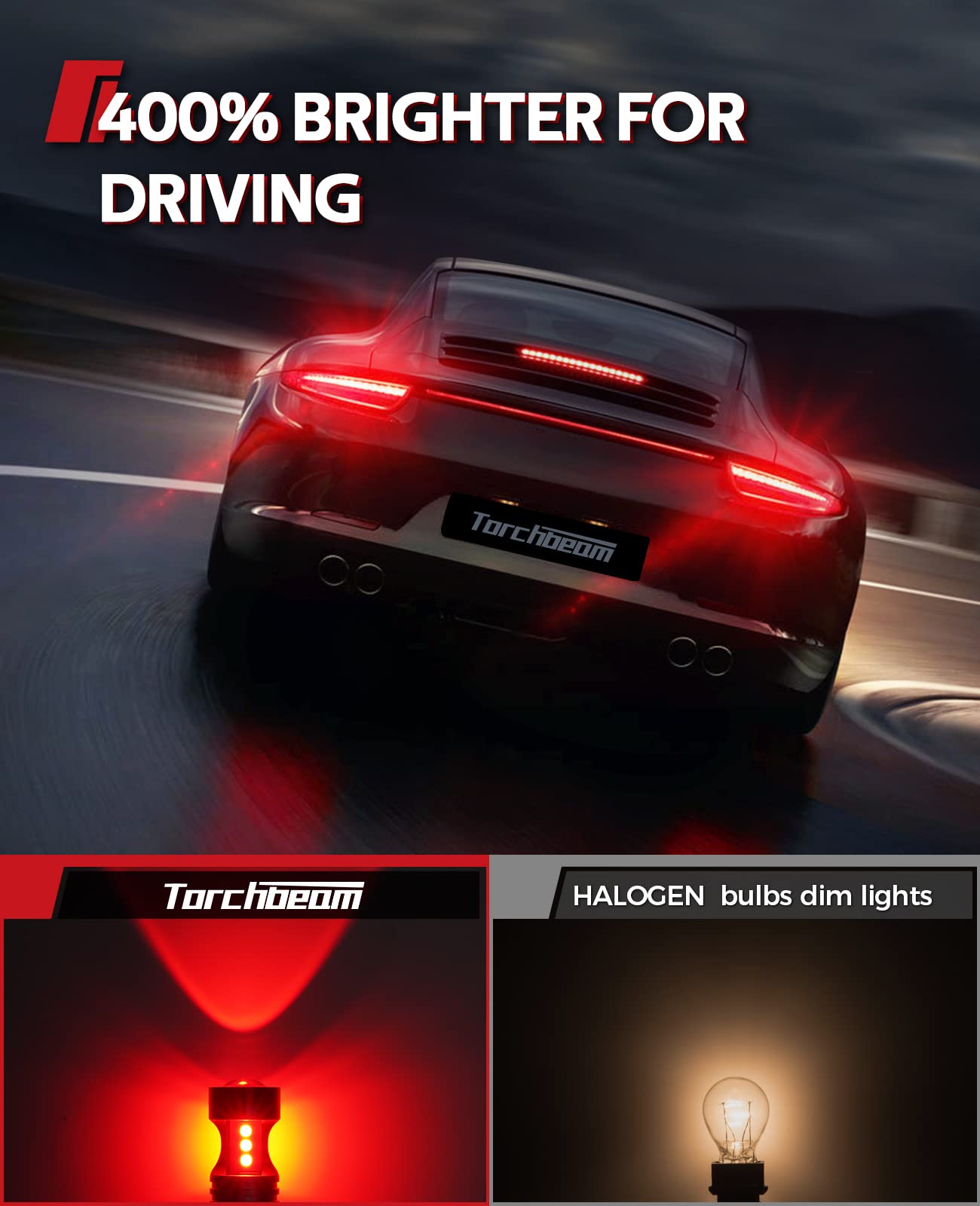 Torchbeam 3157 3156 Led Bulbs Red For Strobe Brake Lights Tail Lights, Super Brilliant 3056 3057 3047 4057 4157 Led Bulbs For St