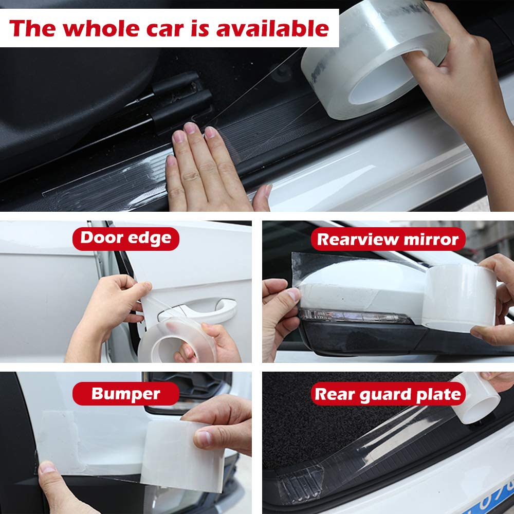 Cloudbuyer Universal Door Edge Protector, Clear Sill Guard Film With Anti-Collision Protection For Vehicles (33Ft X 1.2In, Trans