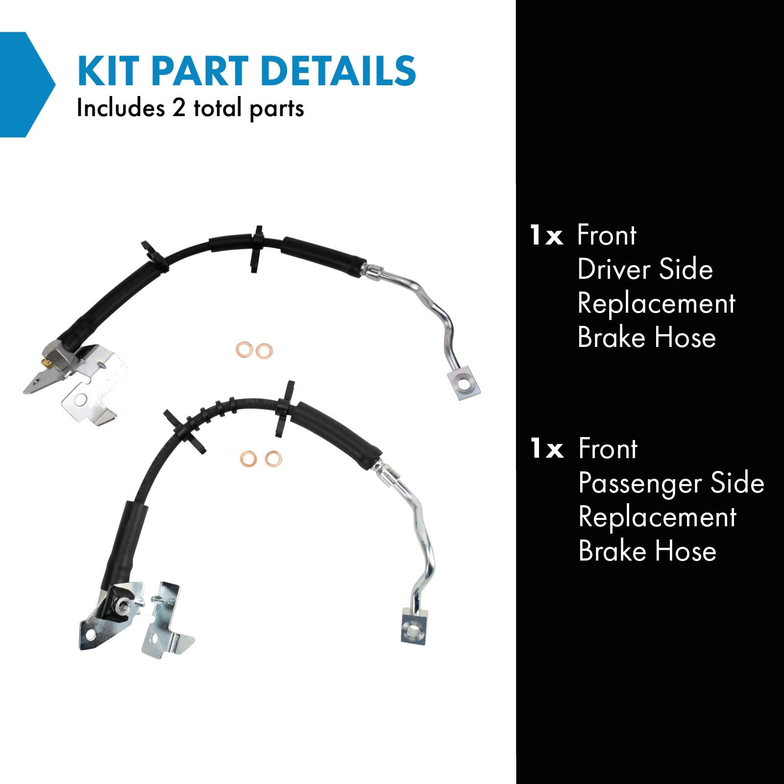 Trq Front Brake Hose Set Compatible With 2005-2008 Ford F-150 2006-2008 Lincoln Mark Lt