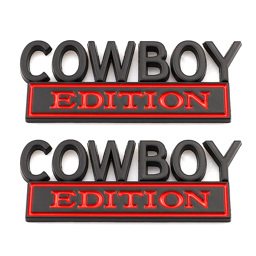 Carrun 2 Pcs Cowboy Edition Car Side Rear Front Trunk Door Fender Bumper Metal Badge 3D Decal Fit For F-150 F250 F350 Silverdo 1