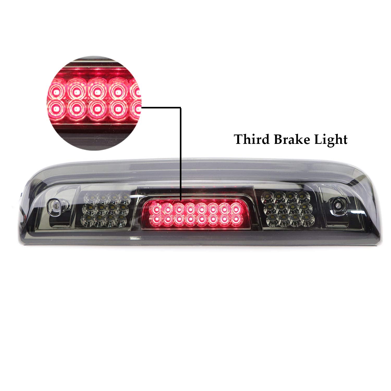 Tresound 3Rd Brake Light For 2014-2018 Chevrolet Silverado/Gmc Sierra Led Third Tail Light Rear Cargo Lamp High Mount Stop Light Chrome Housing + Smoke Lens