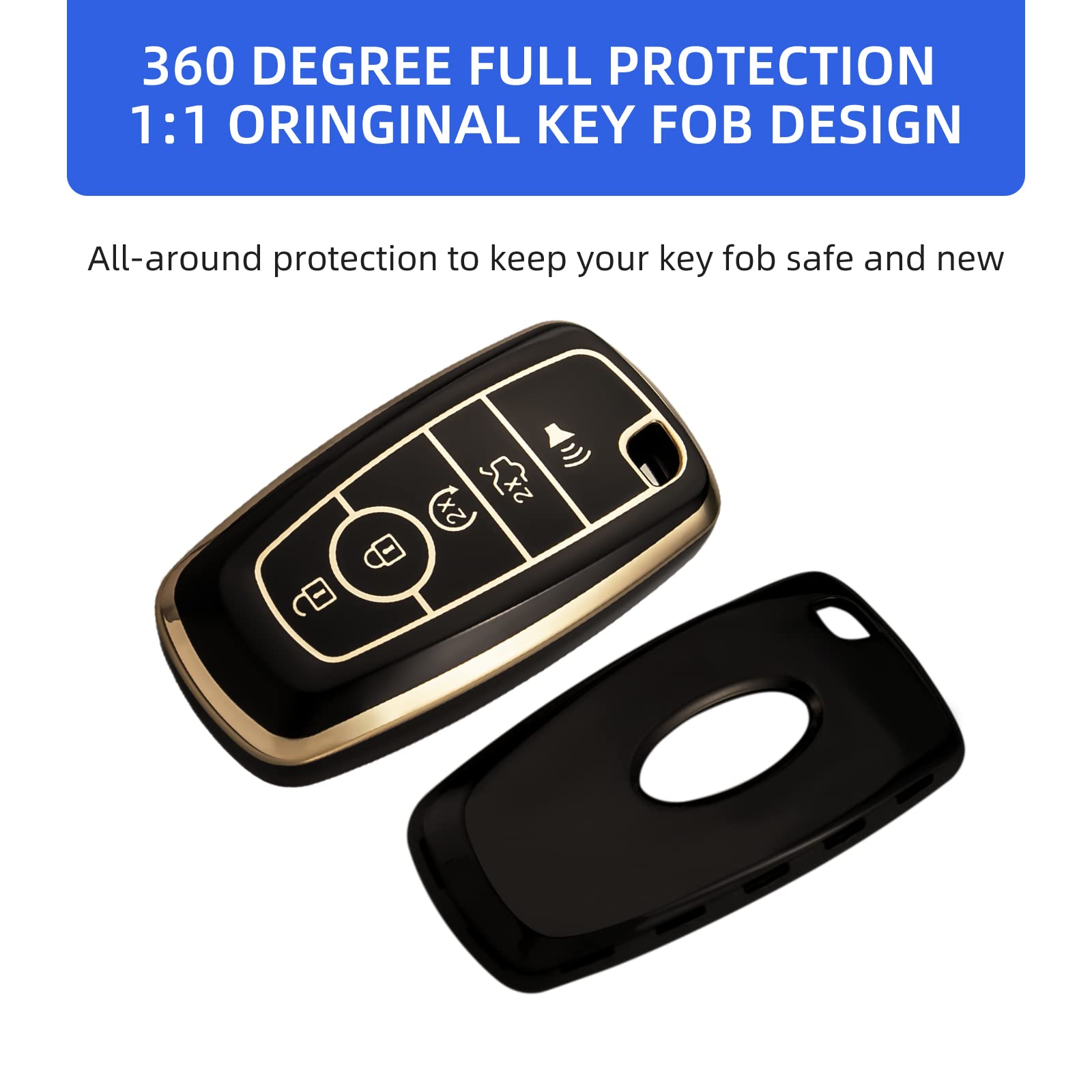 OFFCURVE for Ford Key Fob Cover with Keychain, Key Case Cover for Ford Fusion Explorer Escape F150 F250 F350 F450 F550 Edge Mave