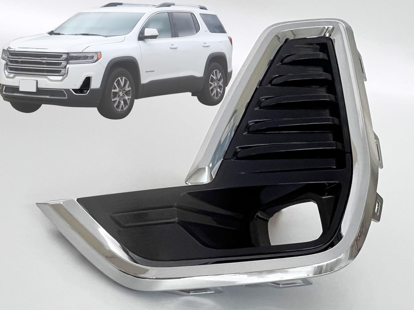 Auto Parts Avenue APA Replacement Fog Lamp Bezel With Chrome Rim for 2020 2021 2022 2023 Acadia Driver Left Side GM1038250 84904