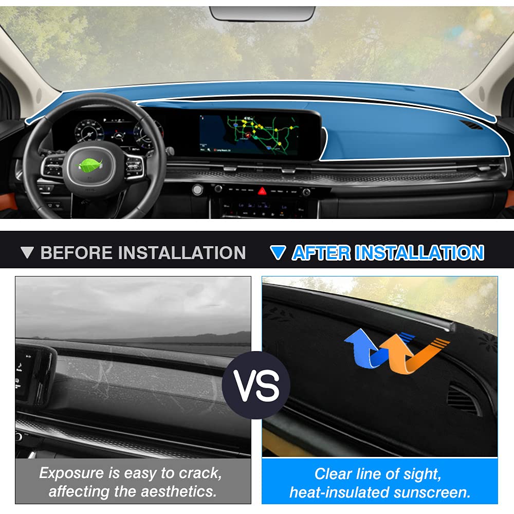 Autorder Dashboard Cover Mat For 2022 2023 2024 2025 Kia Carnival Accessories Dash Cover Dash Mat Glare Uv Rays Dashboard Protector