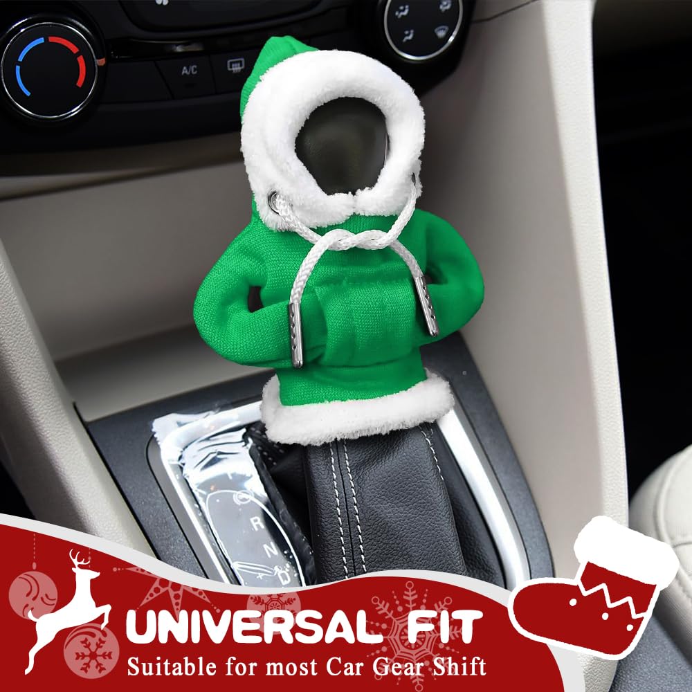 Kutyun 2PCS Gear Shift Hoodie, Christmas Shift Knob Cover, Interior Accessories Shifter Stick Protector Decoration Universal for