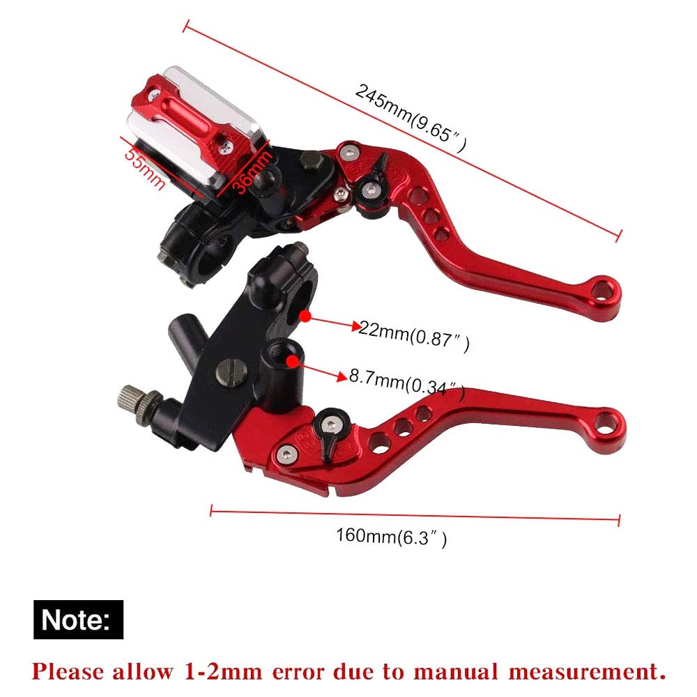PACEWALKER Universal Motorcycle 7/8'' 22mm Handlebar Brake Master Cylinder Clutch Lever CNC Left & Right Set for Honda Kawasaki