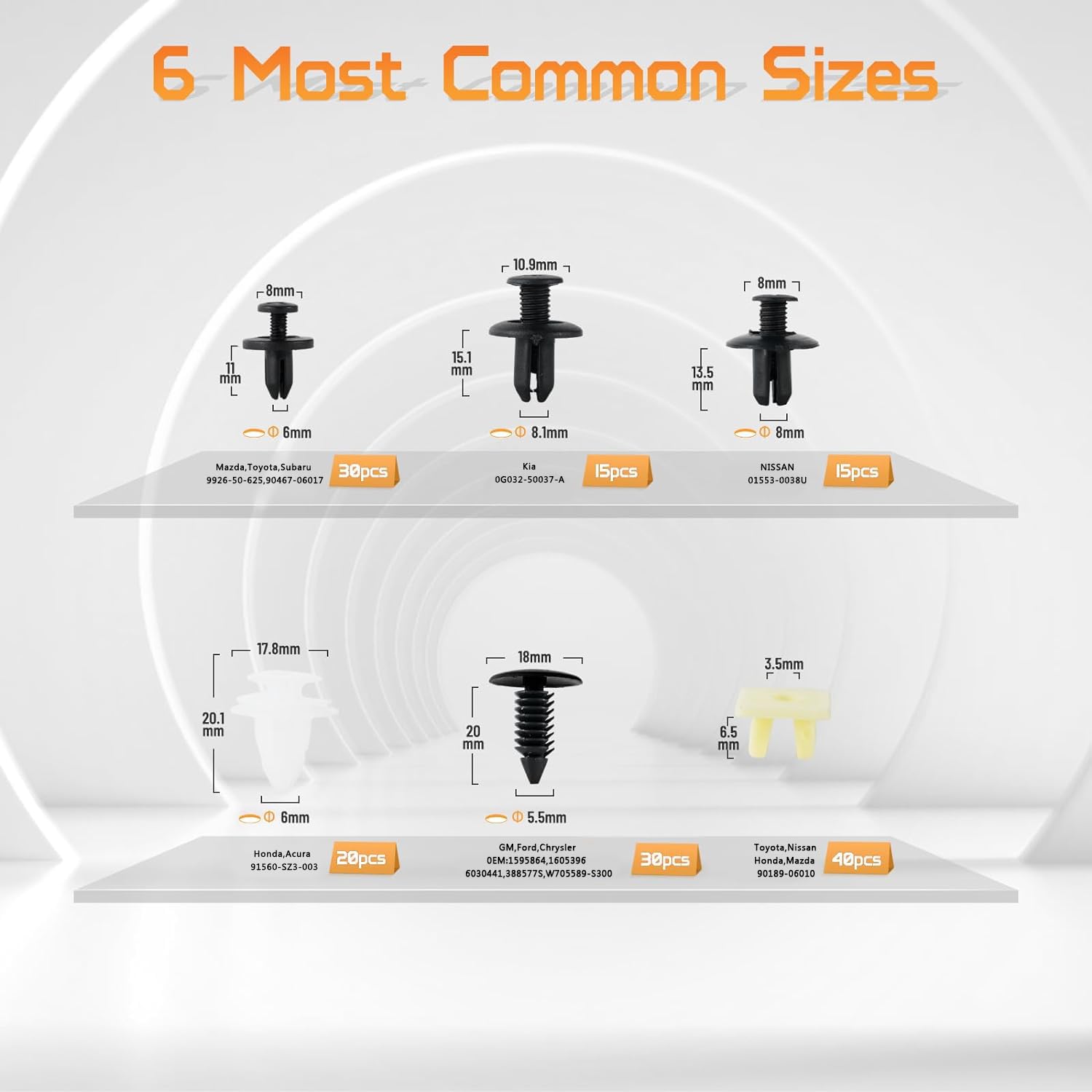 Otuayauto 150Pcs Nylon Fasteners Rivet Kit, Car Bumper Push Retainer Clips,And Replacement Parts Of Fenders, Applicable To Honda