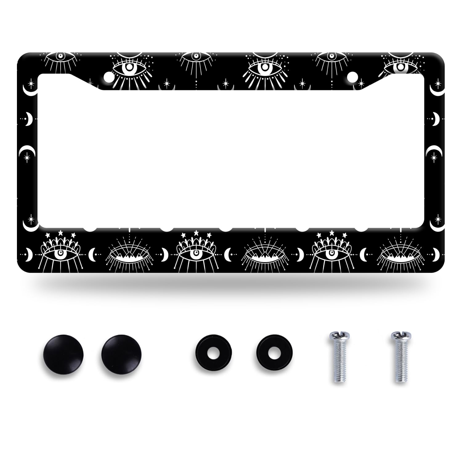 Evil Eye License Plate Frame Psychedelic Eye License Plate Stainless Steel Funny License Plate Holder Colorful Car Accessory Car