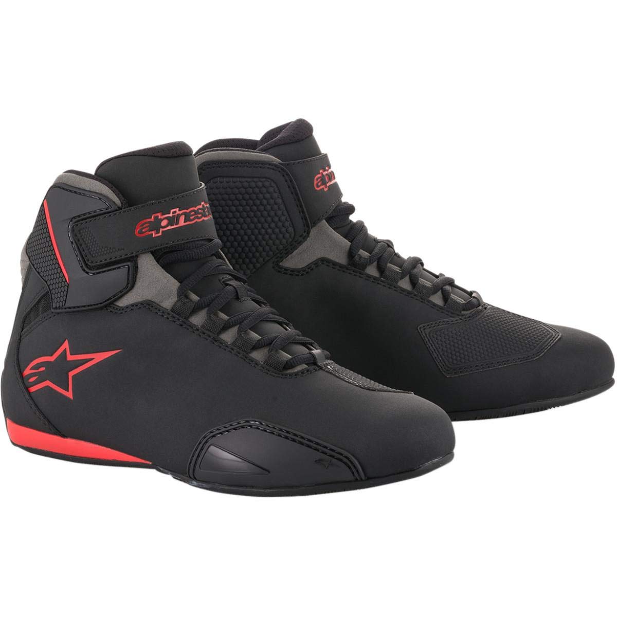 251551813185 Alpinestars Mens Sektor Street Motorcycle Shoe, Black/Gray/Red, 8.5